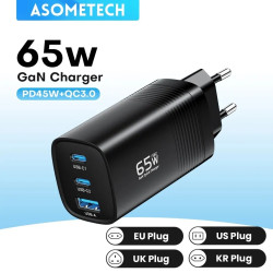Asometech GaN USB Type-C Şarj Cihazı 65W 45W QC 4.0