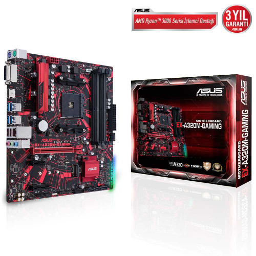 Asus EX-A320M-Gaming AMD A320 Soket AM4 DDR4 3200(OC)MHz mATX Oyuncu Anakart