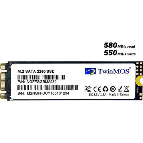 TwinMOS 256GB M.2 2280 SATA3 SSD 580Mb-550Mb/s