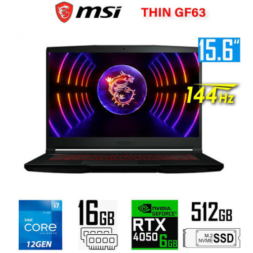 MSI Thin GF63 12VE-066US i7-12650H 16 GB 512 GB SSD RTX4050 15.6" Full HD Dizüstü Bilgisayar