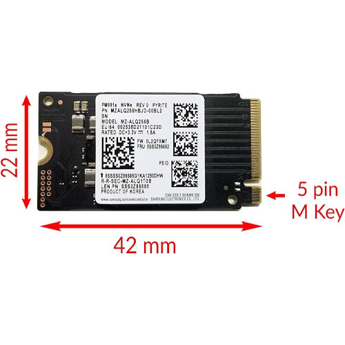 SAMSUNG PM991a MZ-ALQ256B 256GB NVMe M.2 PCIe GEN 3x4 Dahili SSD